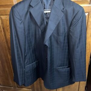 Galante‎ Uomo Italy Suit Jacket 46R Black Stripe Vitale Barberis Super 110s